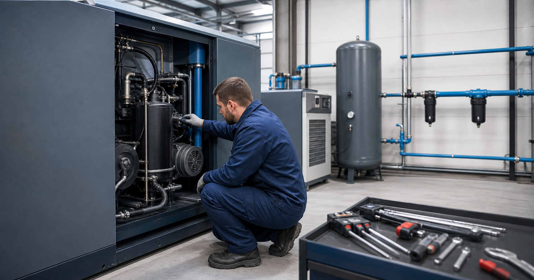 Kompresör bakım ve hava hattı kontrolü